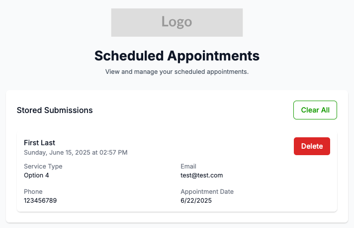 Admin dashboard interface
